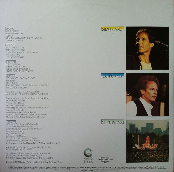 Simon & Garfunkel : The Concert In Central Park (2xLP, Album, Gat)