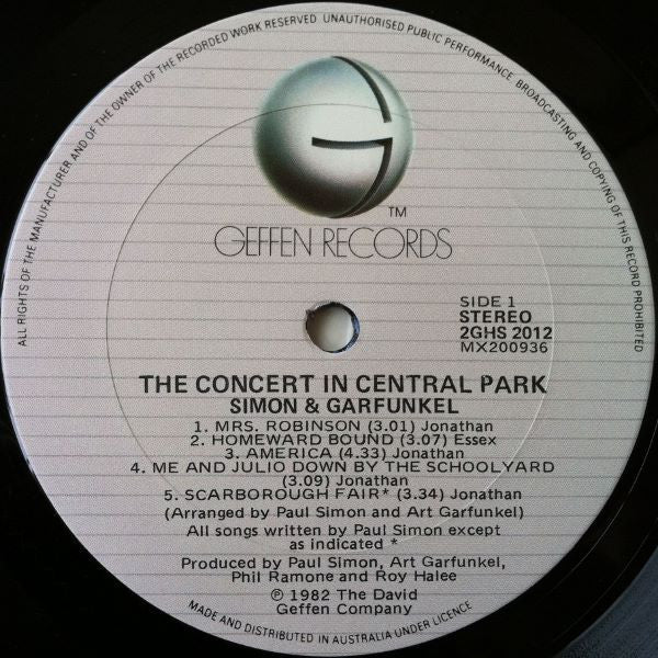 Simon & Garfunkel : The Concert In Central Park (2xLP, Album, Gat)