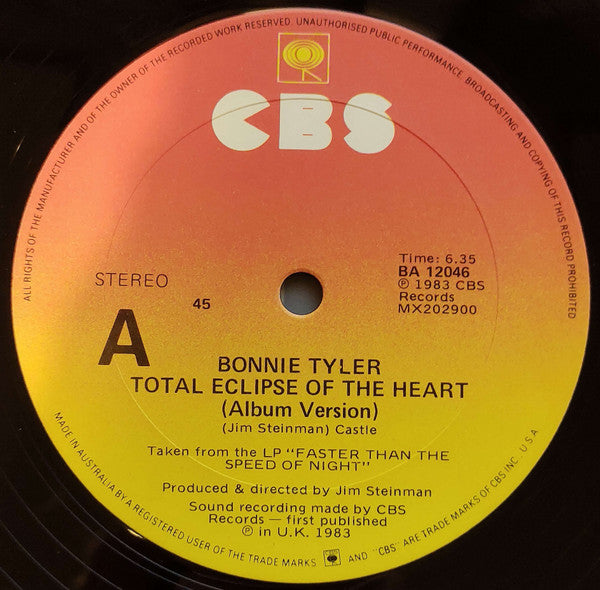 Bonnie Tyler : Total Eclipse Of The Heart (12", Maxi)