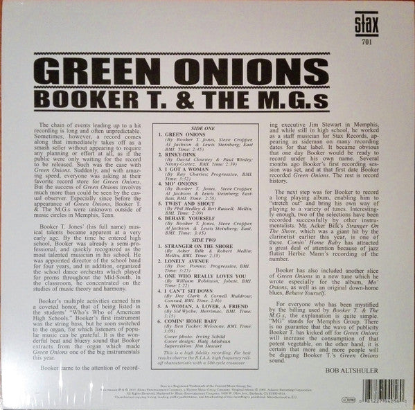 Booker T. & The M.G.'s* : Green Onions (LP, Album, Mono, RE, 180)