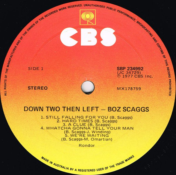 Boz Scaggs : Down Two Then Left (LP, Album)