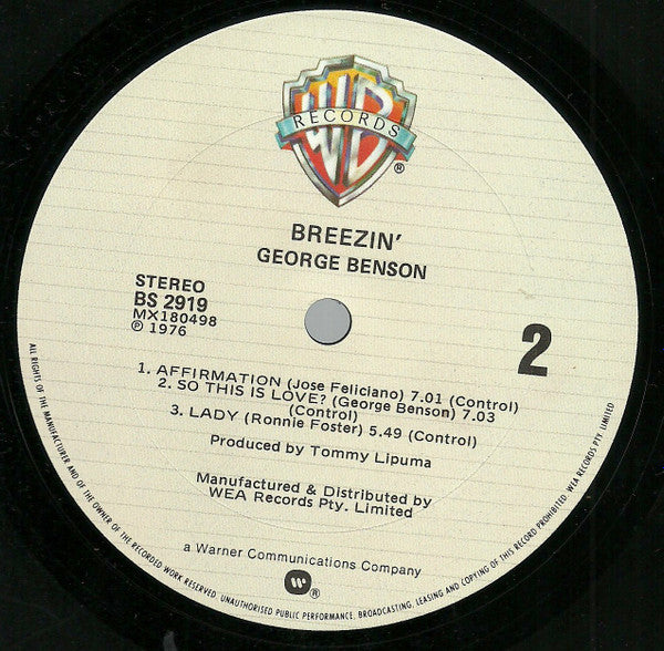 George Benson : Breezin' (LP, Album)