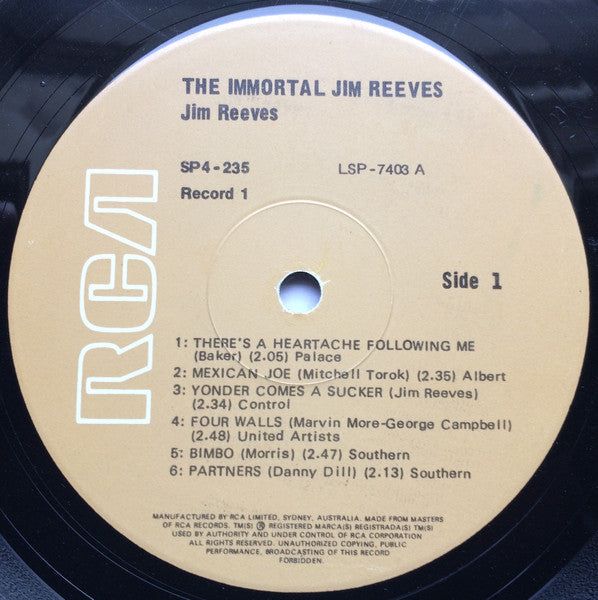 Jim Reeves : The Immortal Jim Reeves (4xLP, Comp + Box)