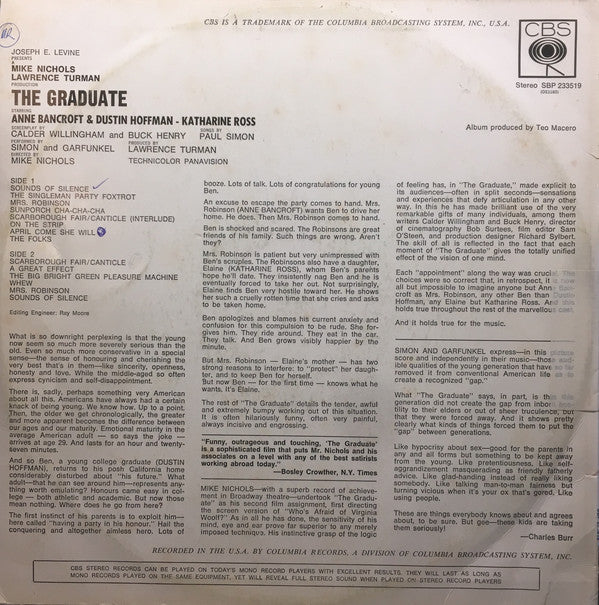 Simon & Garfunkel, Dave Grusin : The Graduate (Original Sound Track Recording) (LP, Album, RE)