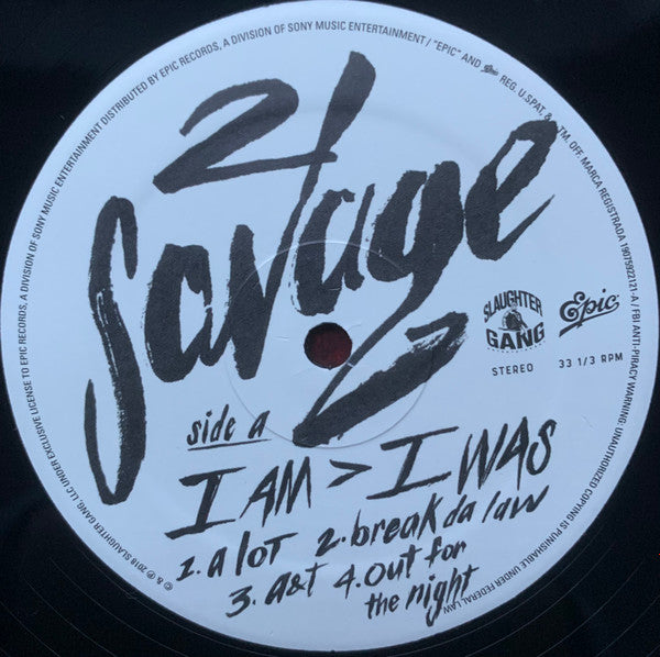 21 Savage : I Am > I Was (2xLP, Album)