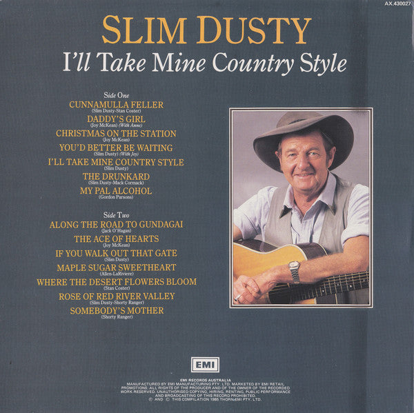 Slim Dusty : I'll Take Mine Country Style (LP, Comp)