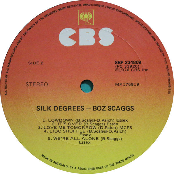 Boz Scaggs : Silk Degrees (LP, Album, Gat)