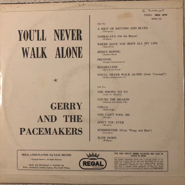 Gerry & The Pacemakers : You'll Never Walk Alone (LP, Album, RP)