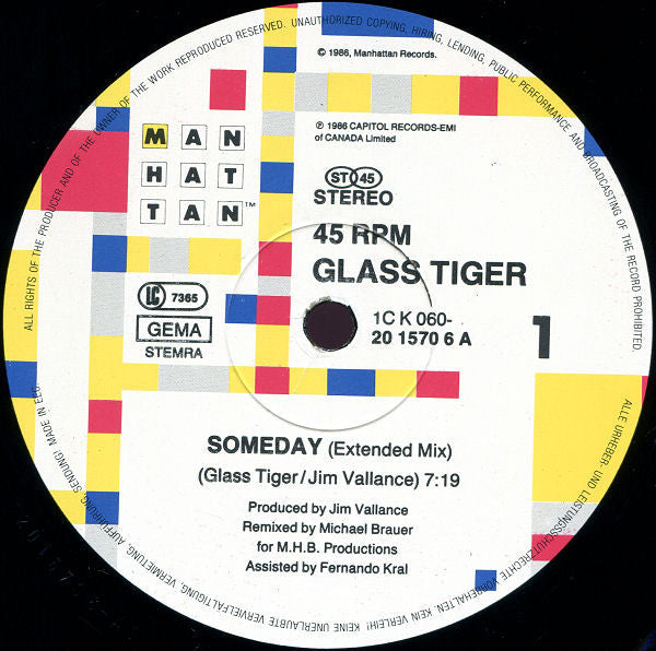 Glass Tiger : Someday (12" Extended Single Mix) (12", Maxi)