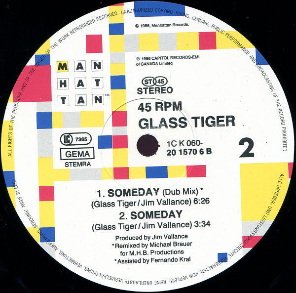 Glass Tiger : Someday (12" Extended Single Mix) (12", Maxi)