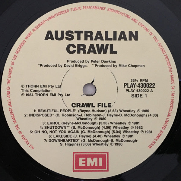 Australian Crawl : Crawl File - Their Greatest Hits (LP, Comp)