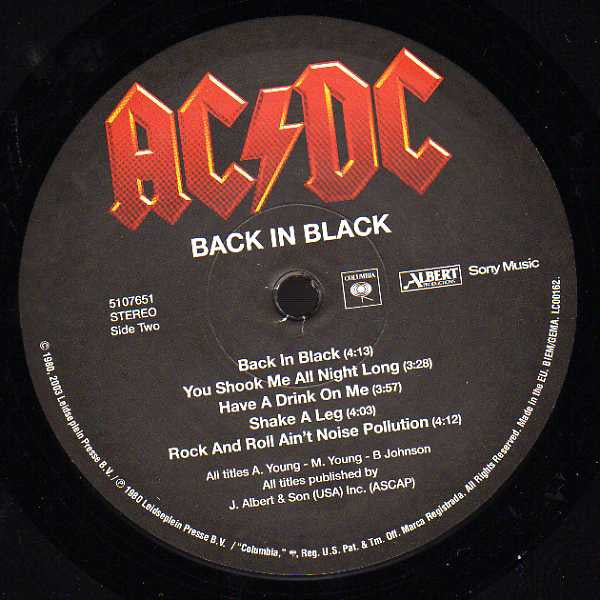 AC/DC : Back In Black (LP, Album, RE, RM)