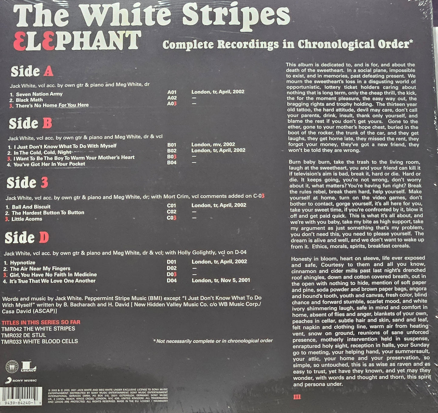 THE WHITE STRIPES - ELEPHANT 2LP GATEFOLD