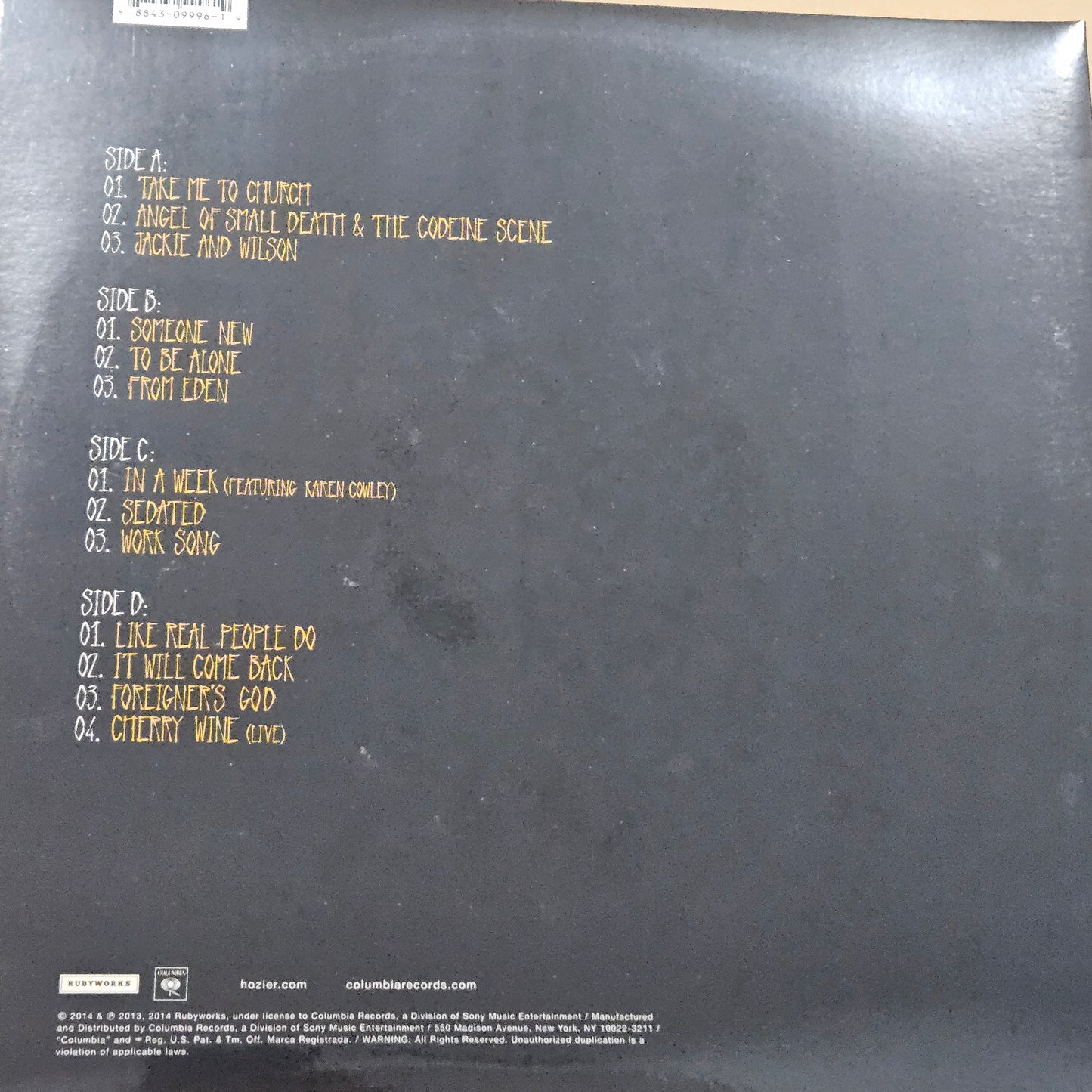 Hozier – Hozier DEBUT 2LP VINYL GATEFOLD