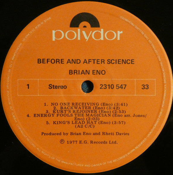 Brian Eno : Before And After Science (LP, Album)