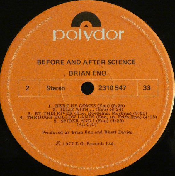 Brian Eno : Before And After Science (LP, Album)