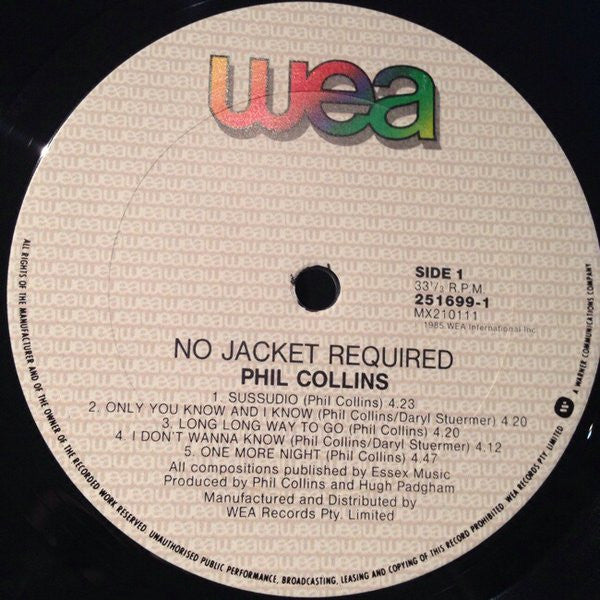 Phil Collins : No Jacket Required (LP, Album)