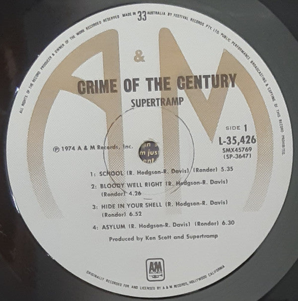 Supertramp : Crime Of The Century (LP, Album)