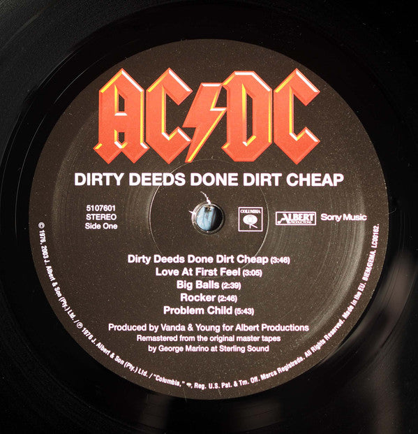 AC/DC : Dirty Deeds Done Dirt Cheap (LP, Album, RE, RM, 180)