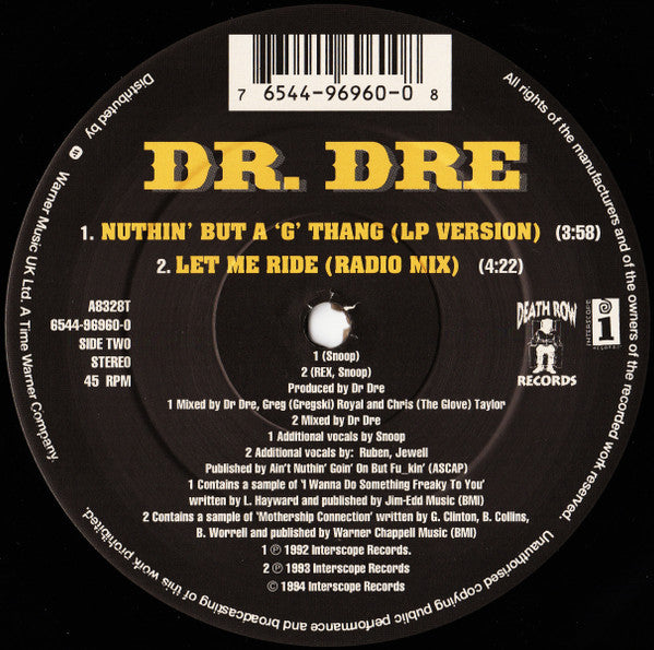 Dr. Dre : Nuthin' But A 'G' Thang (12")