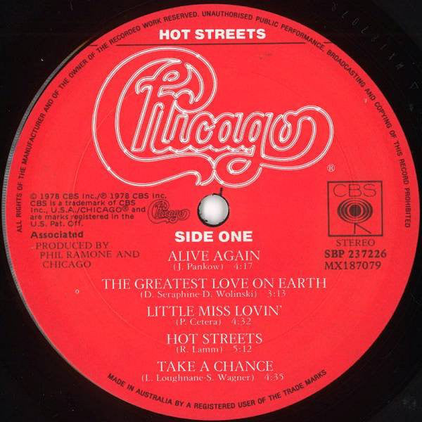 Chicago (2) : Hot Streets (LP, Album, Gat)