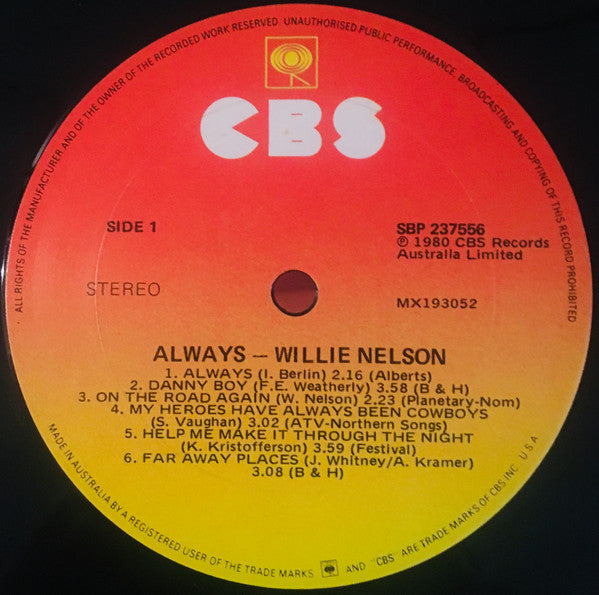 Willie Nelson : Always (LP, Album, Comp, Gat)