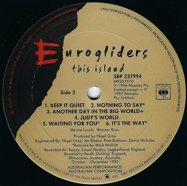 Eurogliders : This Island (LP, Album)