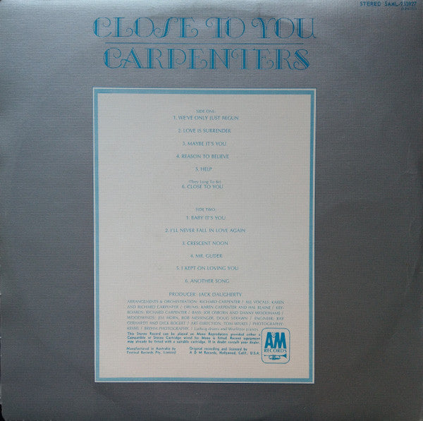 Carpenters : Close To You (LP, Album)