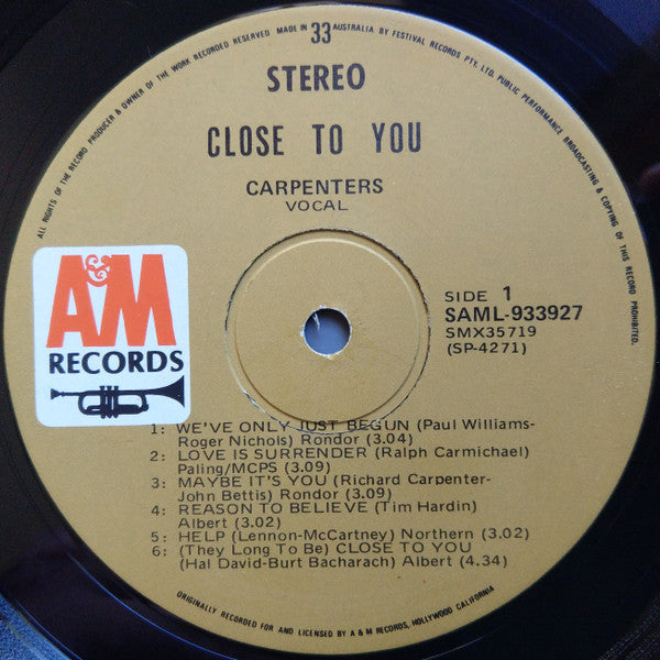 Carpenters : Close To You (LP, Album)