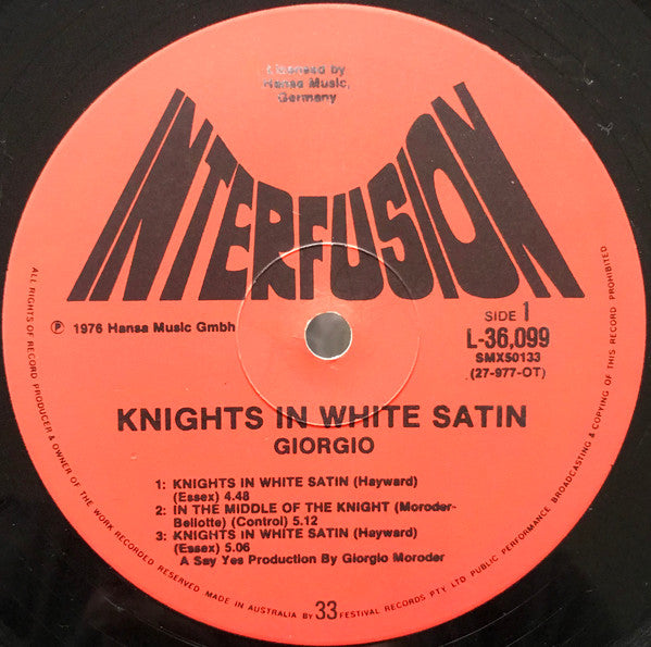 Giorgio Moroder : Knights In White Satin (LP, Album)