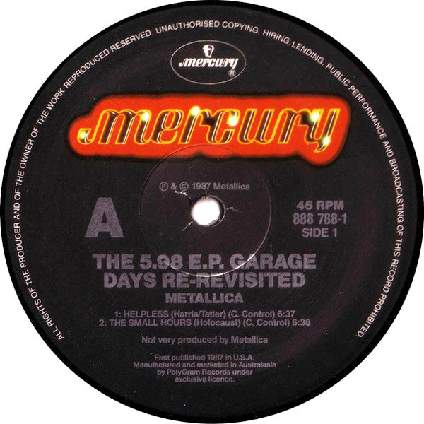 Metallica : The $5.98 E.P. - Garage Days Re-Revisited (12", EP)