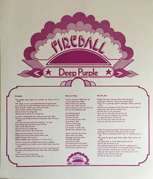 Deep Purple : Fireball (LP, Album, RE, Gat)