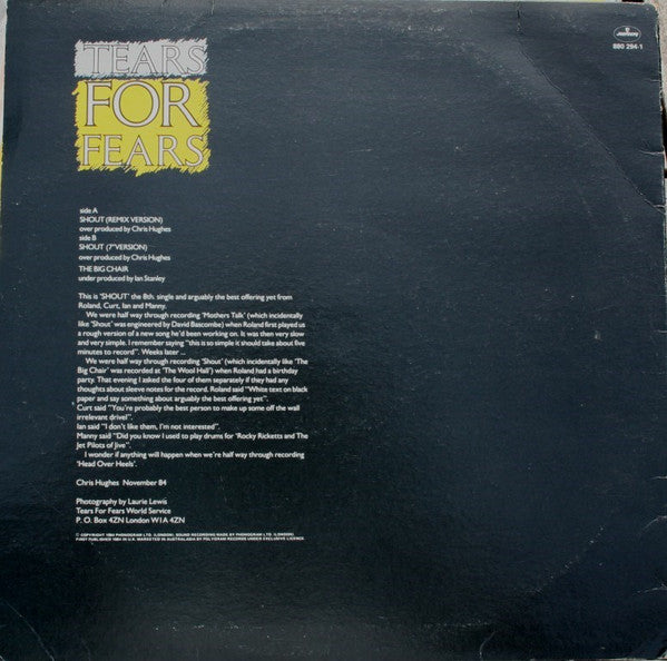 Tears For Fears : Shout (Remix Version) (12", Single, Ltd)