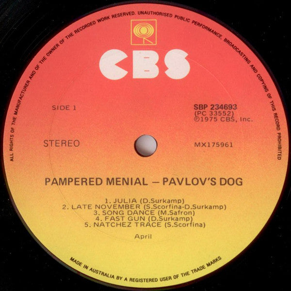 Pavlov's Dog : Pampered Menial (LP, Album)