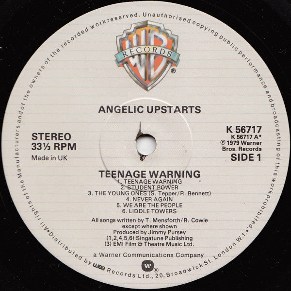 Angelic Upstarts : Teenage Warning (LP, Album)