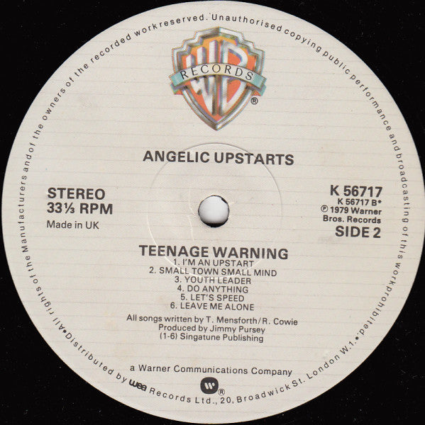 Angelic Upstarts : Teenage Warning (LP, Album)