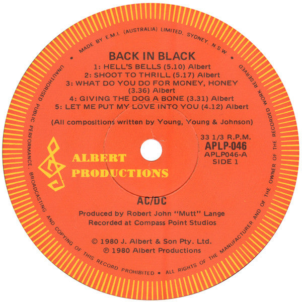 AC/DC : Back In Black (LP, Album)