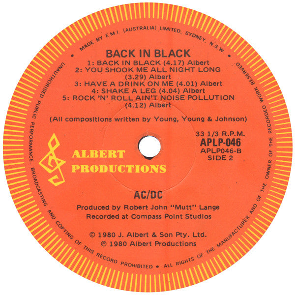 AC/DC : Back In Black (LP, Album)