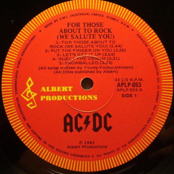 AC/DC : For Those About To Rock (We Salute You) (LP, Album, Gat)