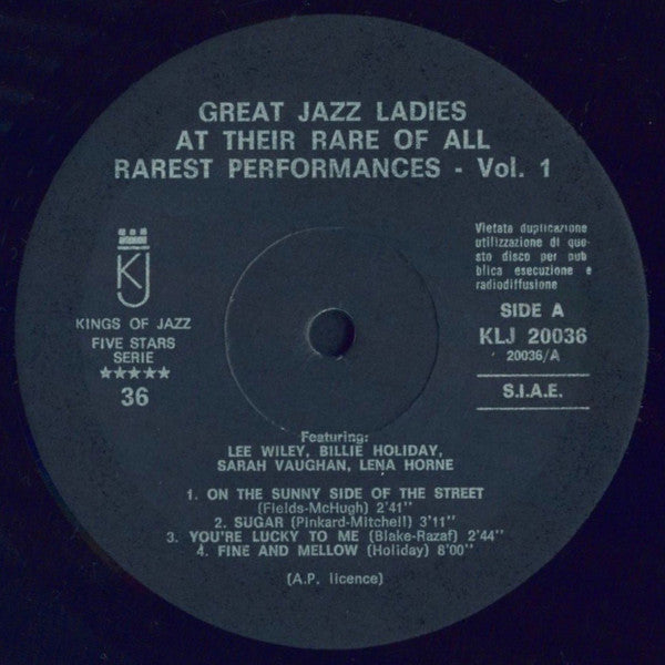 Various : Here Are Great Jazz Ladies At Their Rare Of All Rarest Performances Vol.1 (LP, Comp)