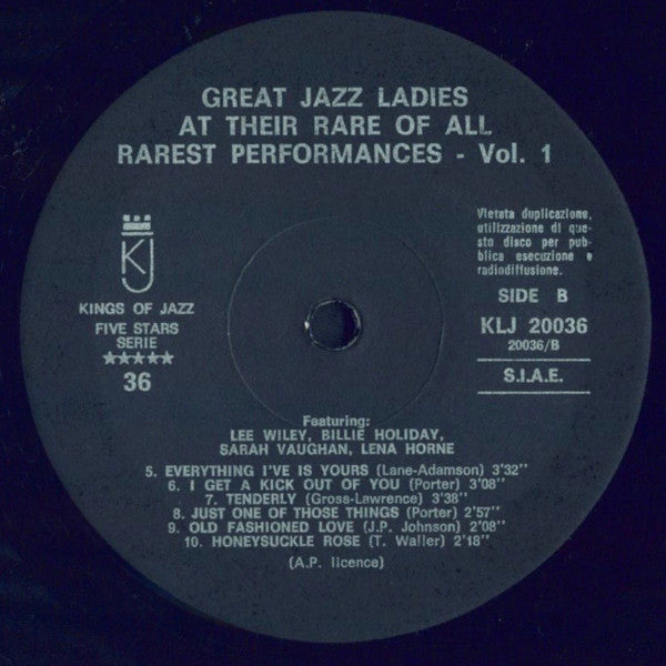 Various : Here Are Great Jazz Ladies At Their Rare Of All Rarest Performances Vol.1 (LP, Comp)