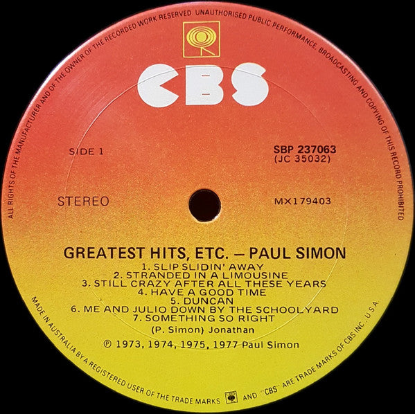 Paul Simon : Greatest Hits, Etc. (LP, Comp, Gat)