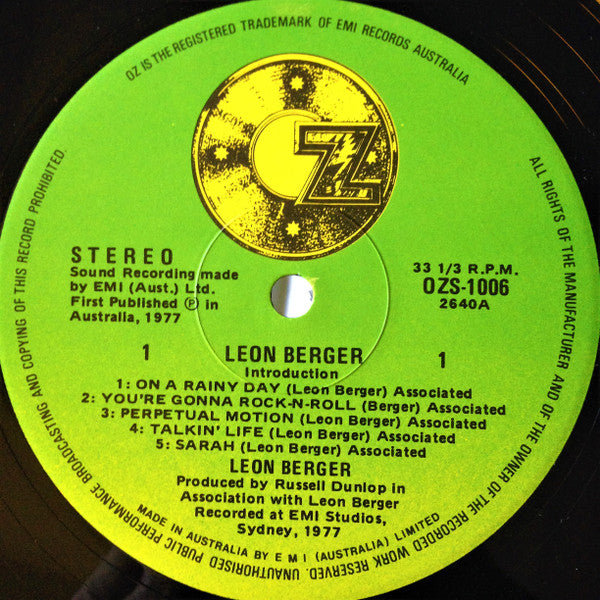 Leon Berger : Leon Berger (LP, Album)