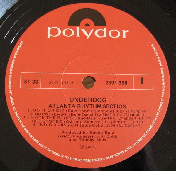 Atlanta Rhythm Section : Underdog (LP, Album)