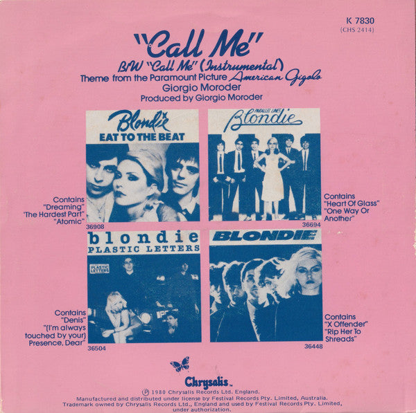 Blondie : Call Me (7", Single, Ltd)