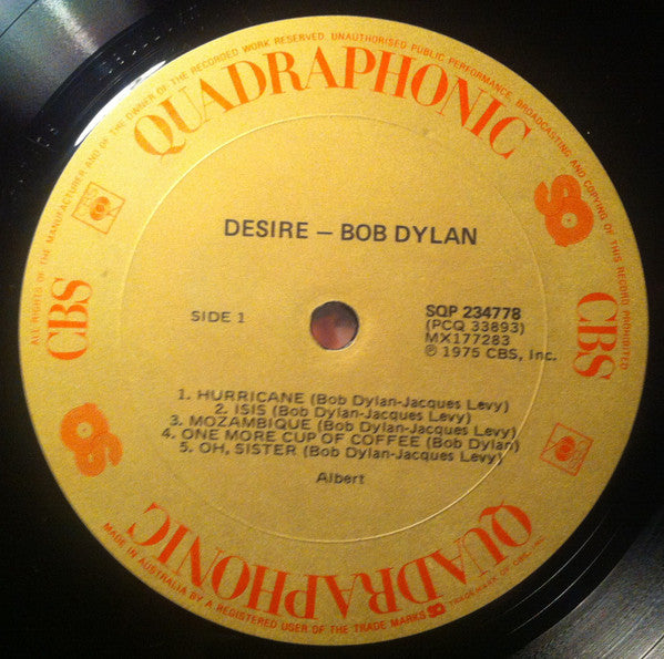 Bob Dylan : Desire (LP, Album, Quad, Gat)