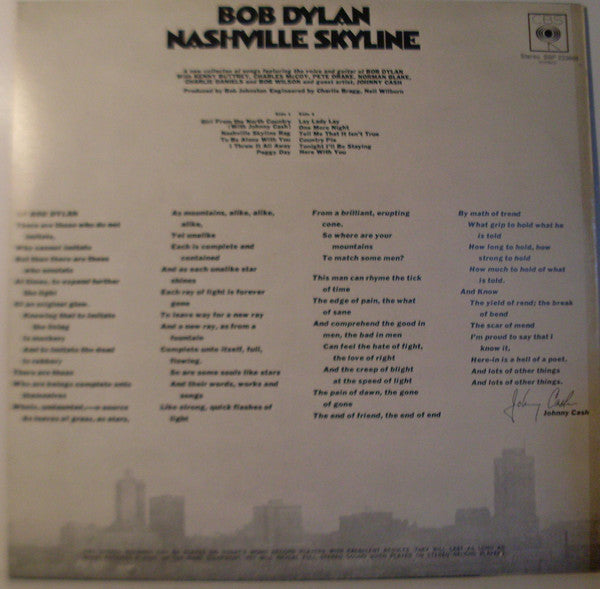 Bob Dylan : Nashville Skyline (LP, Album, RP)