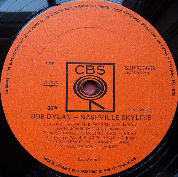 Bob Dylan : Nashville Skyline (LP, Album, RP)