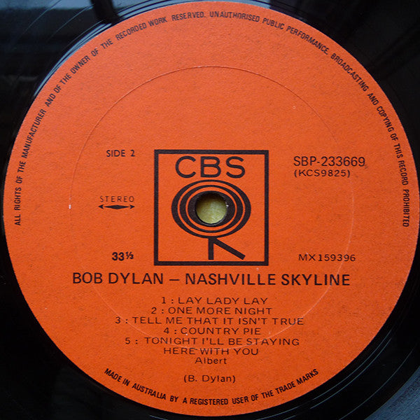 Bob Dylan : Nashville Skyline (LP, Album, RP)