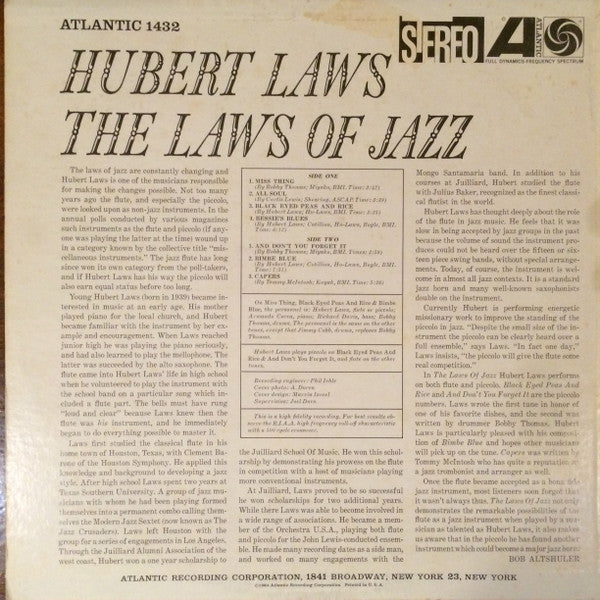 Hubert Laws : The Laws Of Jazz (LP, Album, RE, RP, MO )